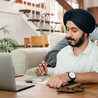 couple looking at computer